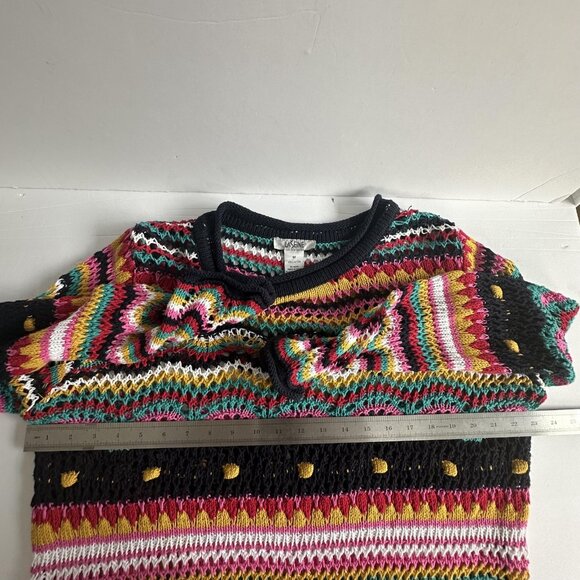 LaSeine Sweater Womens‎ M Crochet Open Knit Boho Pullover Festival Hippie 70s - Picture 9 of 10